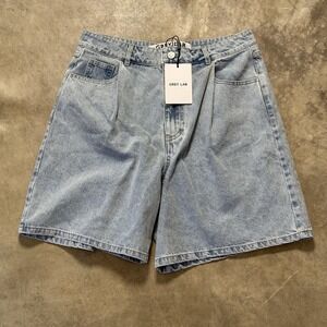 GREY LAB Denim Wide Shorts Womens Size Large Blue Whitewash High Rise